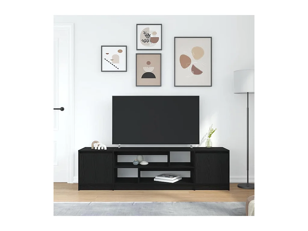 Mueble de TV | Mueble de salón de madera de roble negro 188,5x41x50 cm