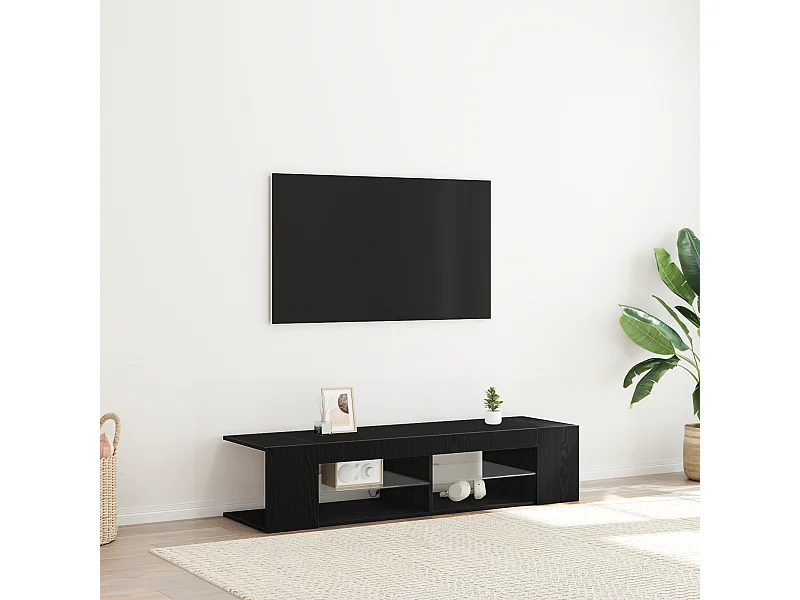 Gabinete de TV | Mueble de TV | Mueble de salón Negro 135 x 39 x 30 cm Madera contrachapada