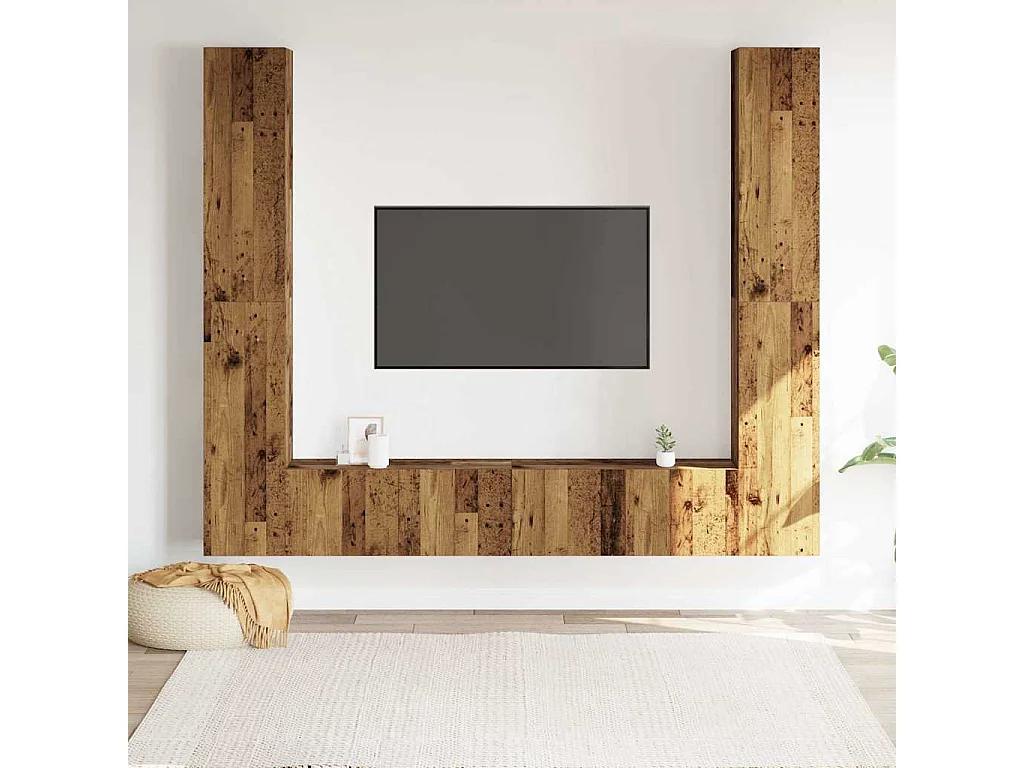 Tv-wandkasten | Tv-meubels | Tv-Banken 6 st bewerkt hout oud houtkleurig