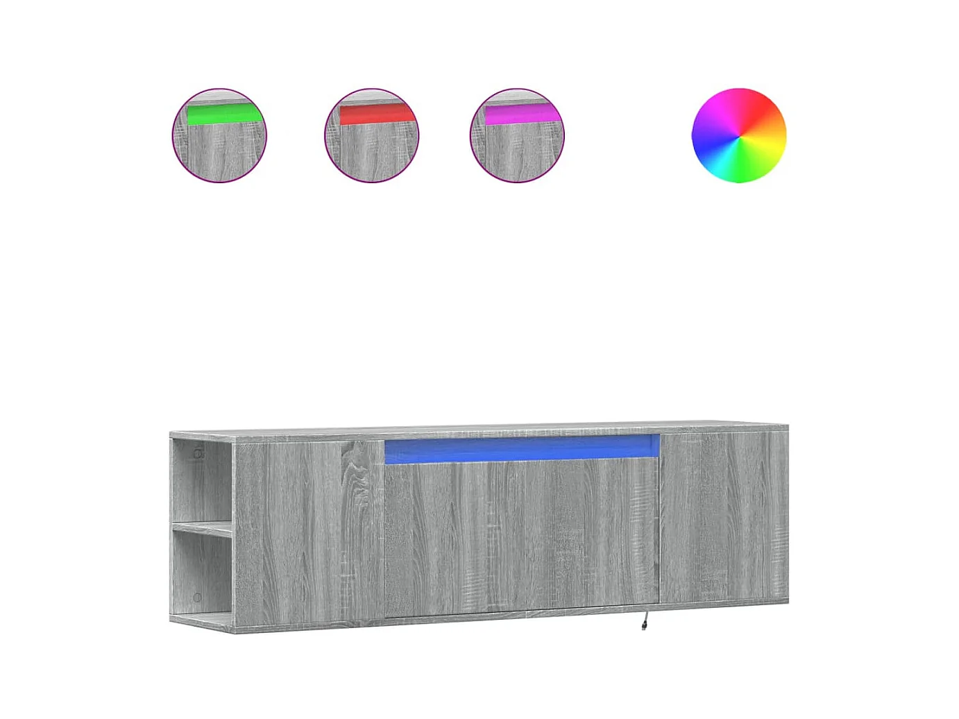 Tv-wandmeubel | TV-kast | Tv-Bank met LED-verlichting 135x31x39,5 cm grijs sonoma