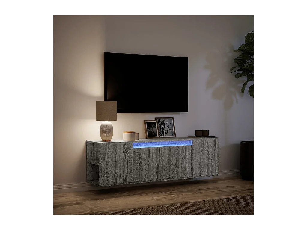Tv-wandmeubel | TV-kast | Tv-Bank met LED-verlichting 135x31x39,5 cm grijs sonoma