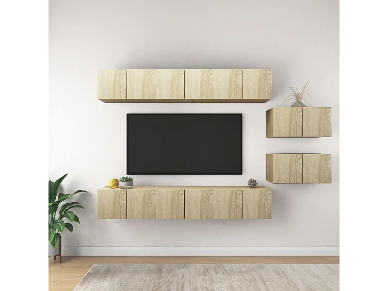 Meubles TV | Bancs TV | Armoires TV 8 pcs Chêne sonoma Bois d'ingénierie