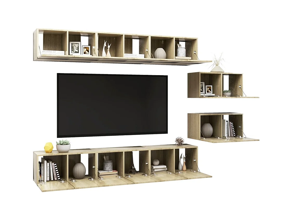 Meubles TV | Bancs TV | Armoires TV 8 pcs Chêne sonoma Bois d'ingénierie