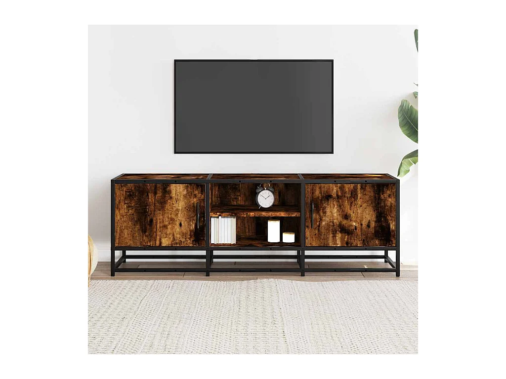 Tv-meubel | Tv-Bank | TV-kast120x35x41 cm bewerkt hout metaal gerookt eikenkleurig