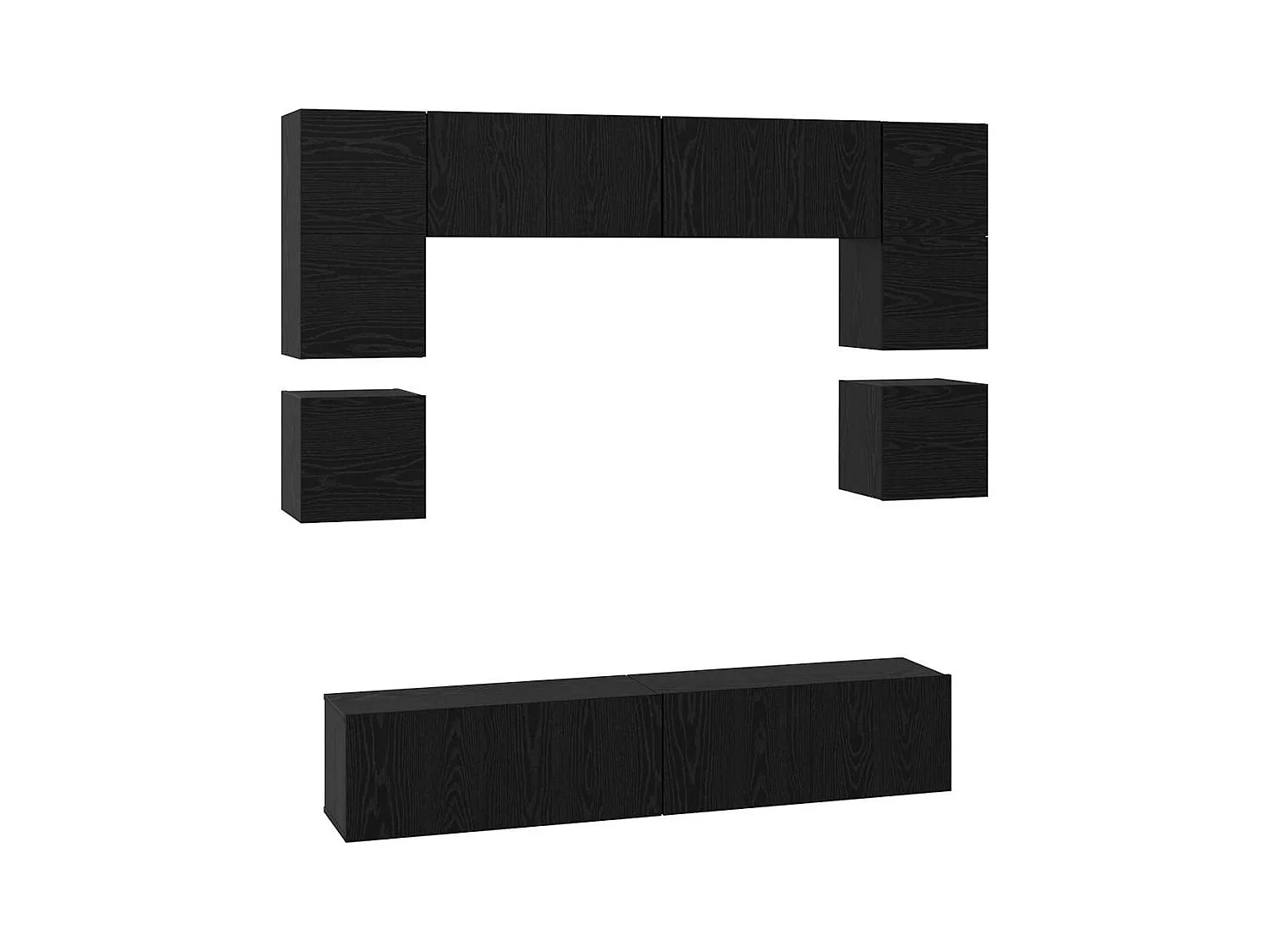 Tv-meubelset | Tv-Bank | TV-kast 8 pcs Zwart eiken 80 x 30 x 30 cm Bewerkt hout