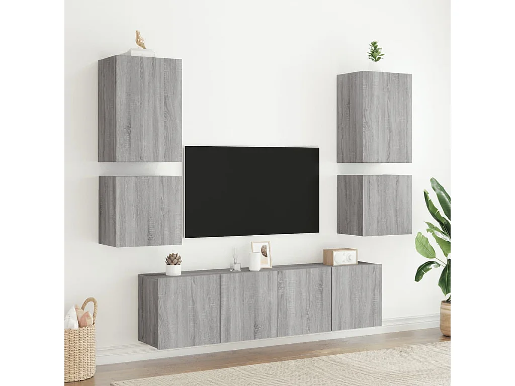 Mueble TV | Gabinete de TV | Mueble de salón de pared madera ingeniería gris Sonoma 40,5x30x40 cm