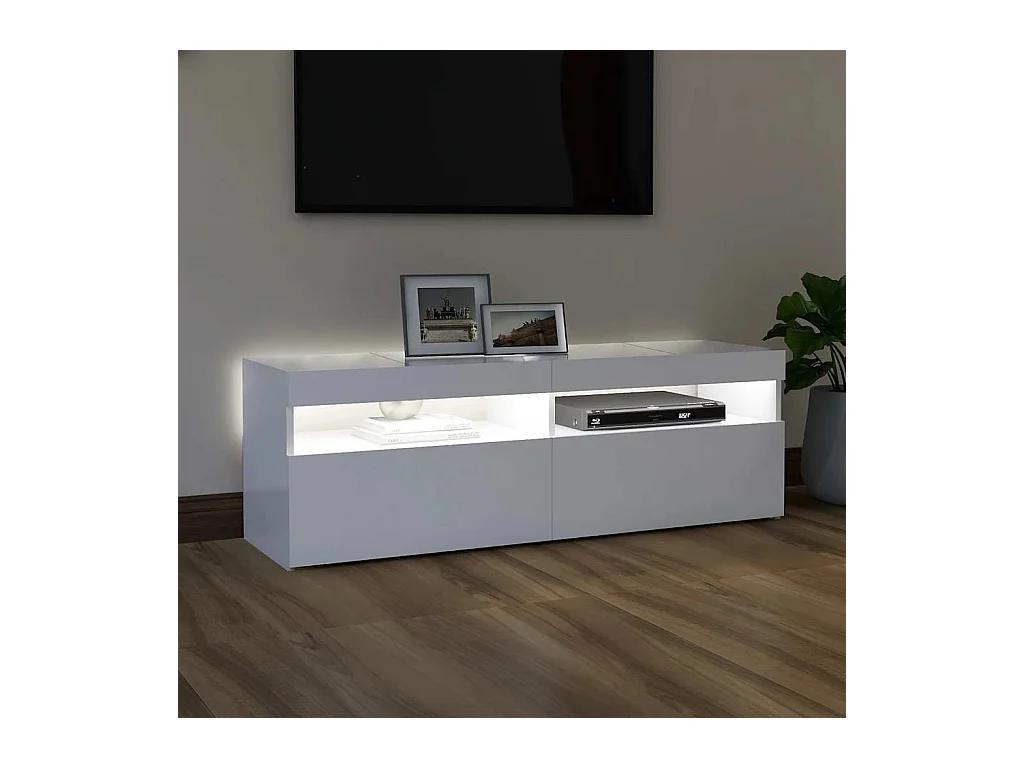 Mueble para TV  | Gabinete de TV |  Mueble de salón con luces LED blanco 120x35x40 cm