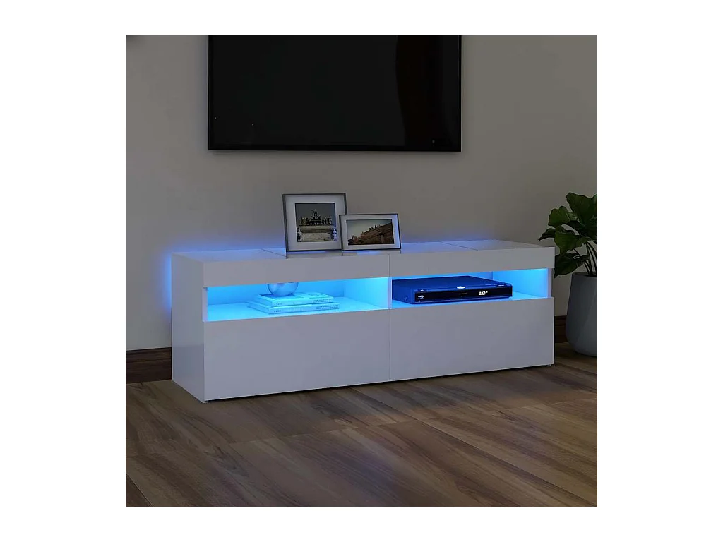 Meuble TV | Banc TV | Armoire TV avec lumières LED blanc 120x35x40 cm
