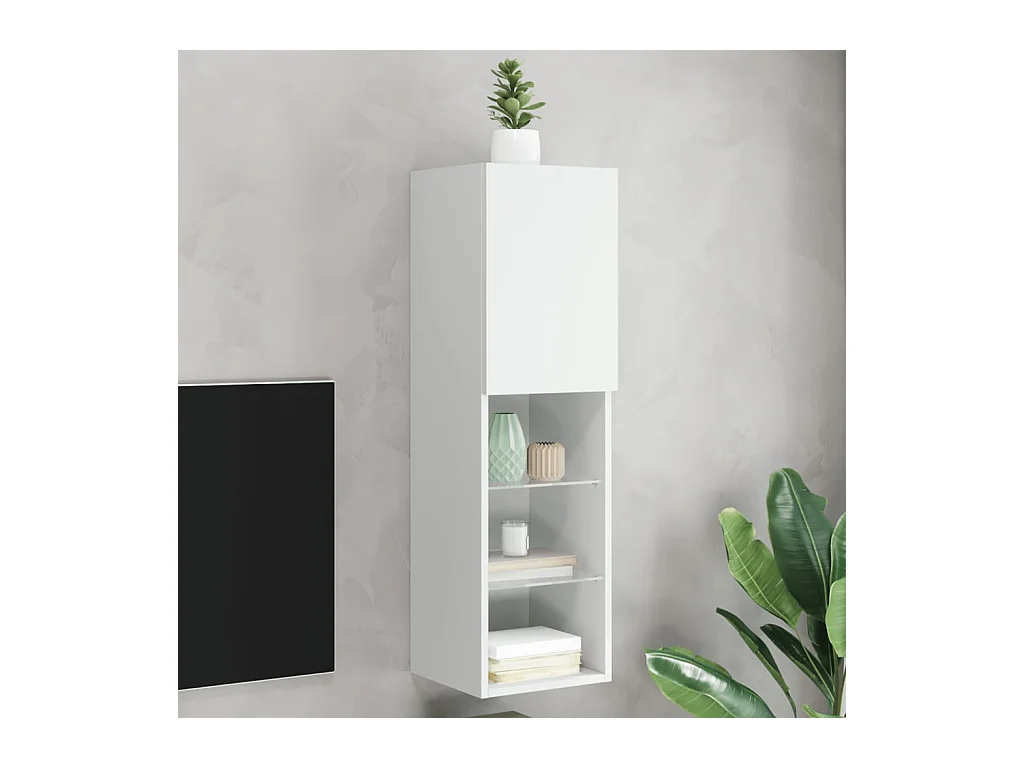 Mueble para TV  | Gabinete de TV |  Mueble de salón con luces LED blanco 30,5x30x102 cm