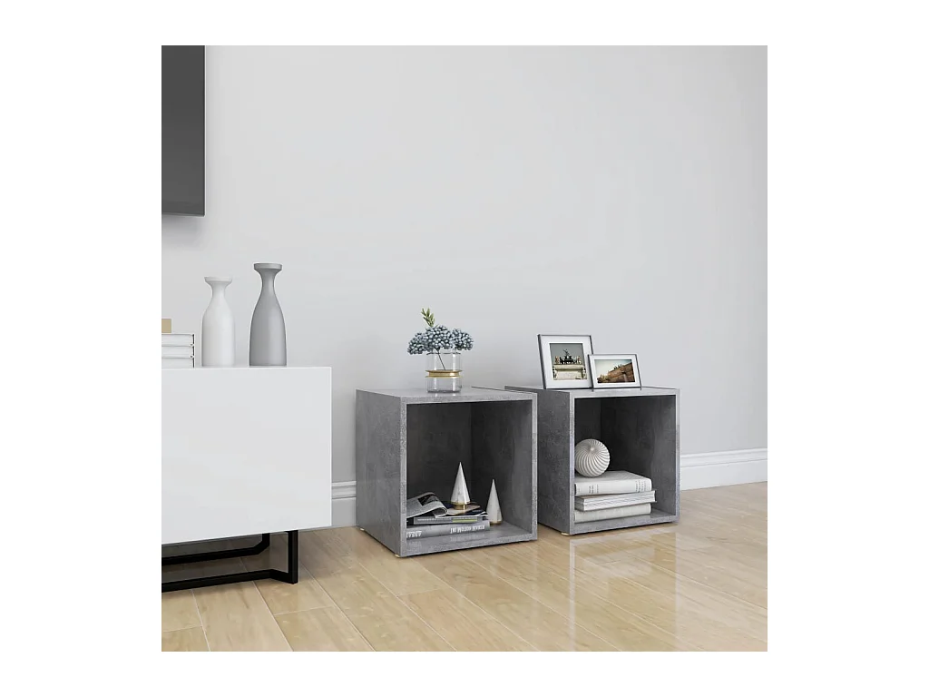 Mueble de TV | Mueble de salón 2uds madera contrachapada gris hormigón 37x35x37cm