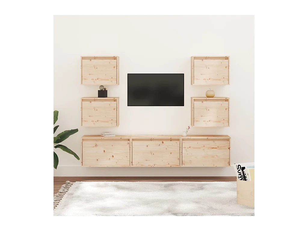 Meubles TV | Bancs TV | Armoires TV 7 pcs Bois massif de pin