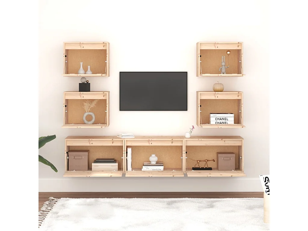 Meubles TV | Bancs TV | Armoires TV 7 pcs Bois massif de pin