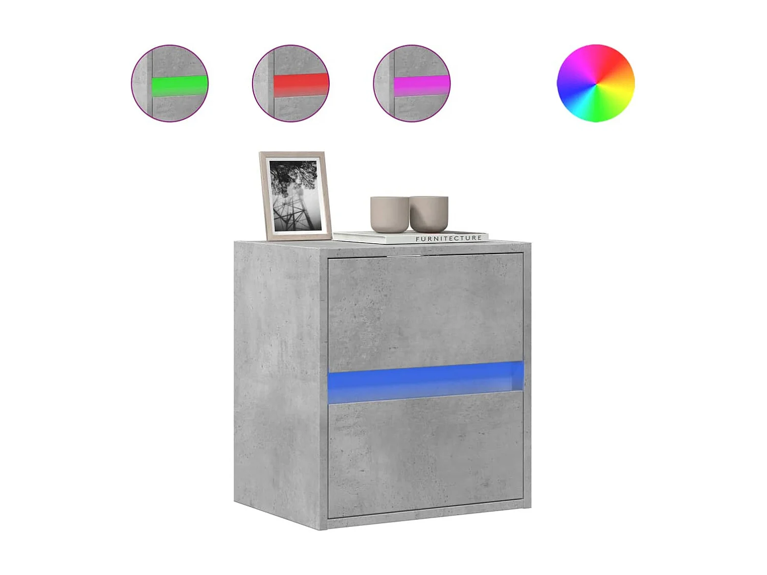 Meuble TV | Banc TV | Armoire TV mural avec lumières LED gris béton 41x31x45 cm