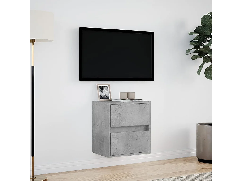 Meuble TV | Banc TV | Armoire TV mural avec lumières LED gris béton 41x31x45 cm