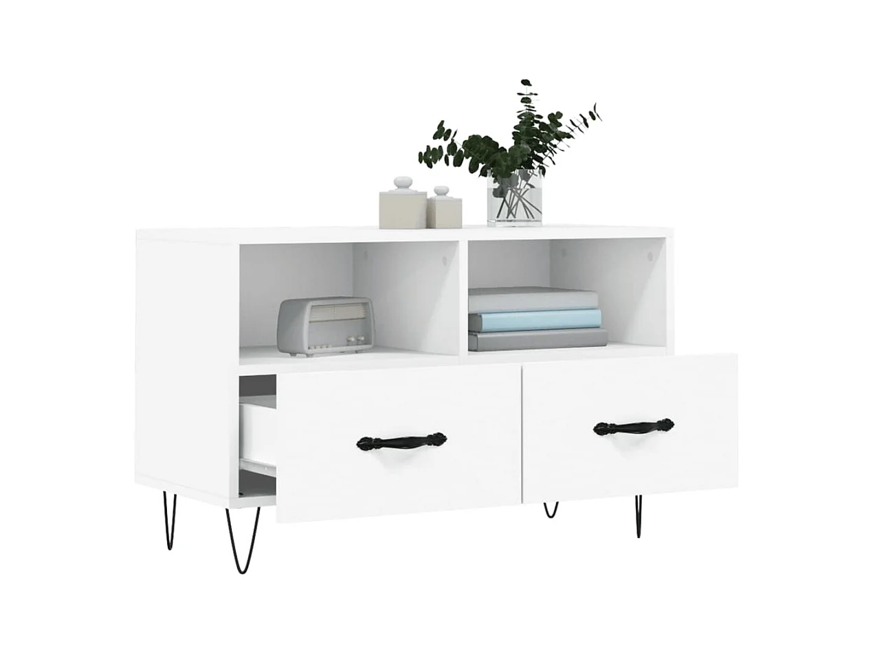 Meuble TV | Banc TV | Armoire TV Blanc 80x36x50 cm Bois d'ingénierie