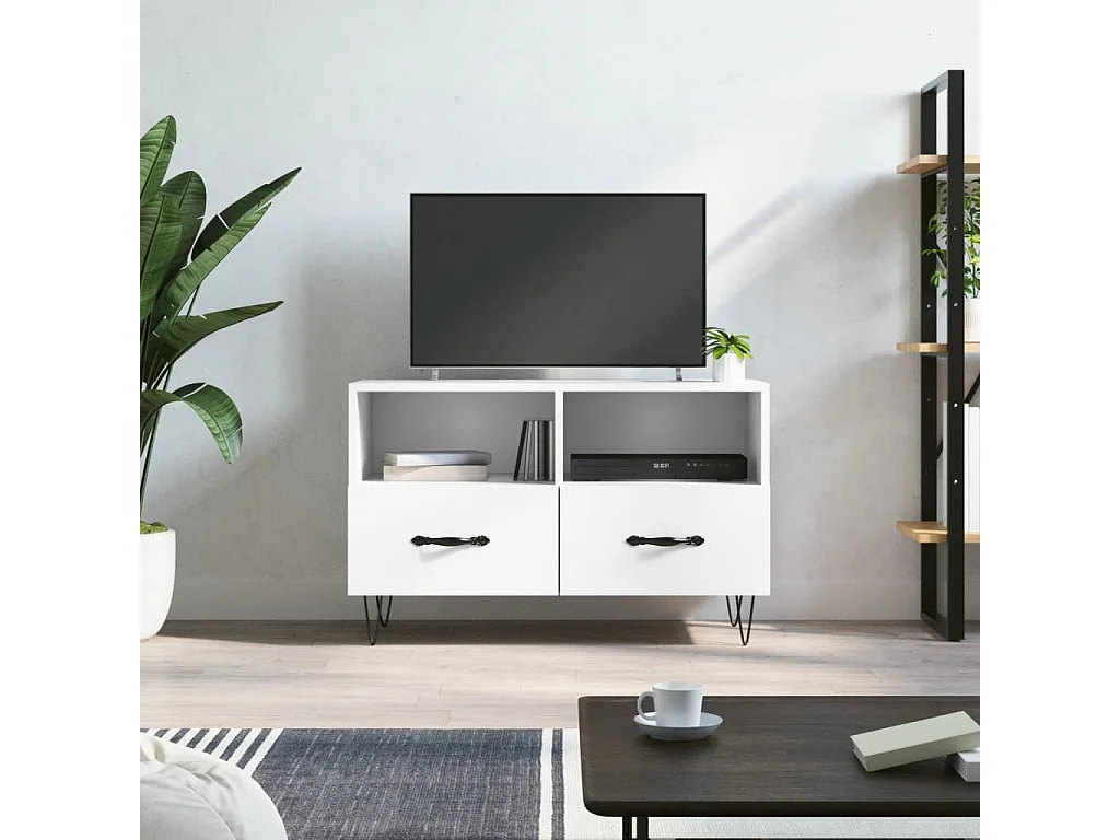 Meuble TV | Banc TV | Armoire TV Blanc 80x36x50 cm Bois d'ingénierie