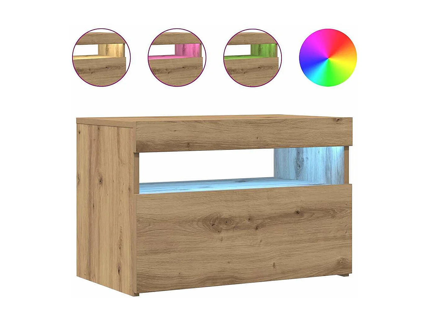 Meuble TV | Banc TV | Armoire TV avec lumières LED chêne artisanal bois d'ingénierie