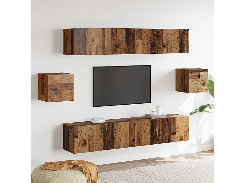 Conjunto de Mueble de TV | Mueble de salón 6 pcs Madera vieja 80 x 30 x 30 cm