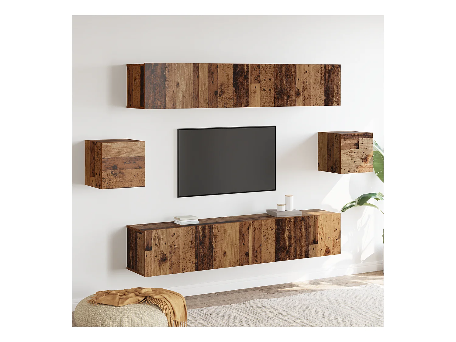 Conjunto de Mueble de TV | Mueble de salón 6 pcs Madera vieja 80 x 30 x 30 cm