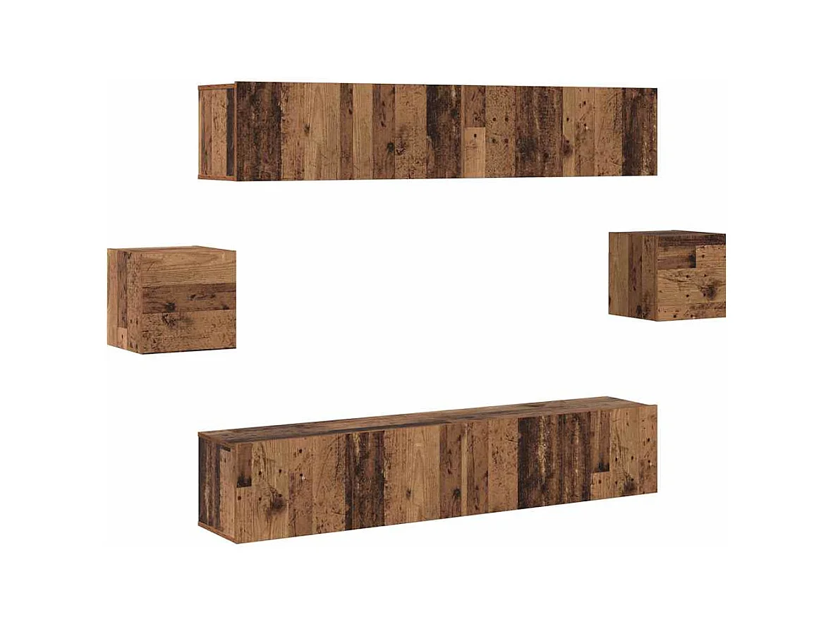 Conjunto de Mueble de TV | Mueble de salón 6 pcs Madera vieja 80 x 30 x 30 cm