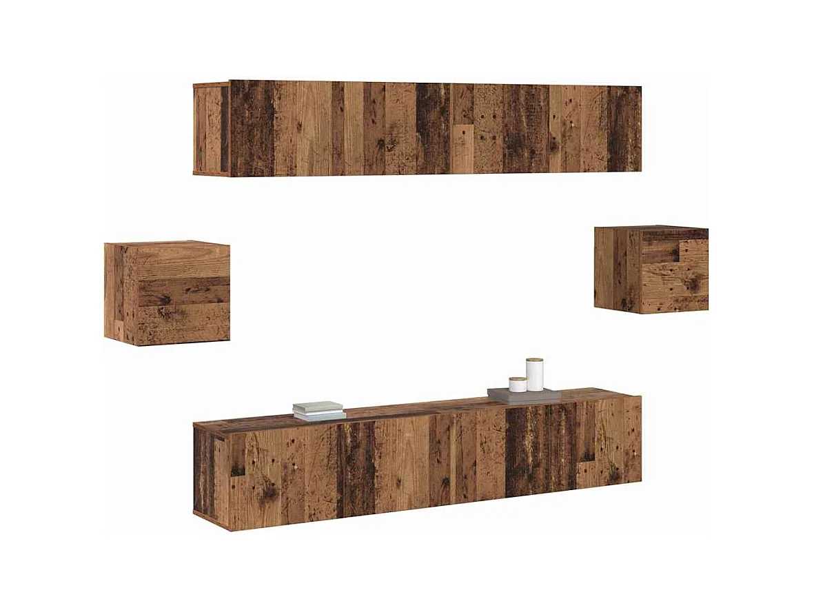 Conjunto de Mueble de TV | Mueble de salón 6 pcs Madera vieja 80 x 30 x 30 cm