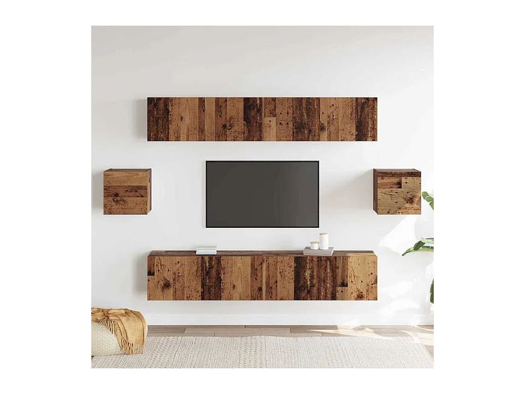 Conjunto de Mueble de TV | Mueble de salón 6 pcs Madera vieja 80 x 30 x 30 cm