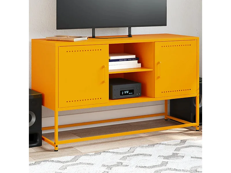 Meuble TV | Banc TV | Armoire TV jaune moutarde 100,5x39x60,5 cm acier