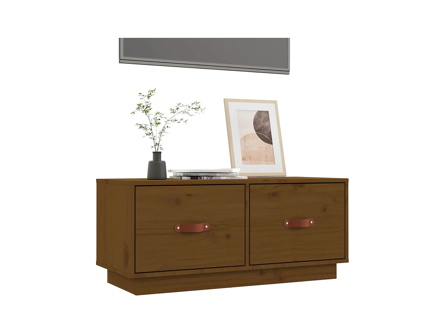 Mueble de TV | Mueble de salón madera maciza de pino marrón miel 80x34x35 cm