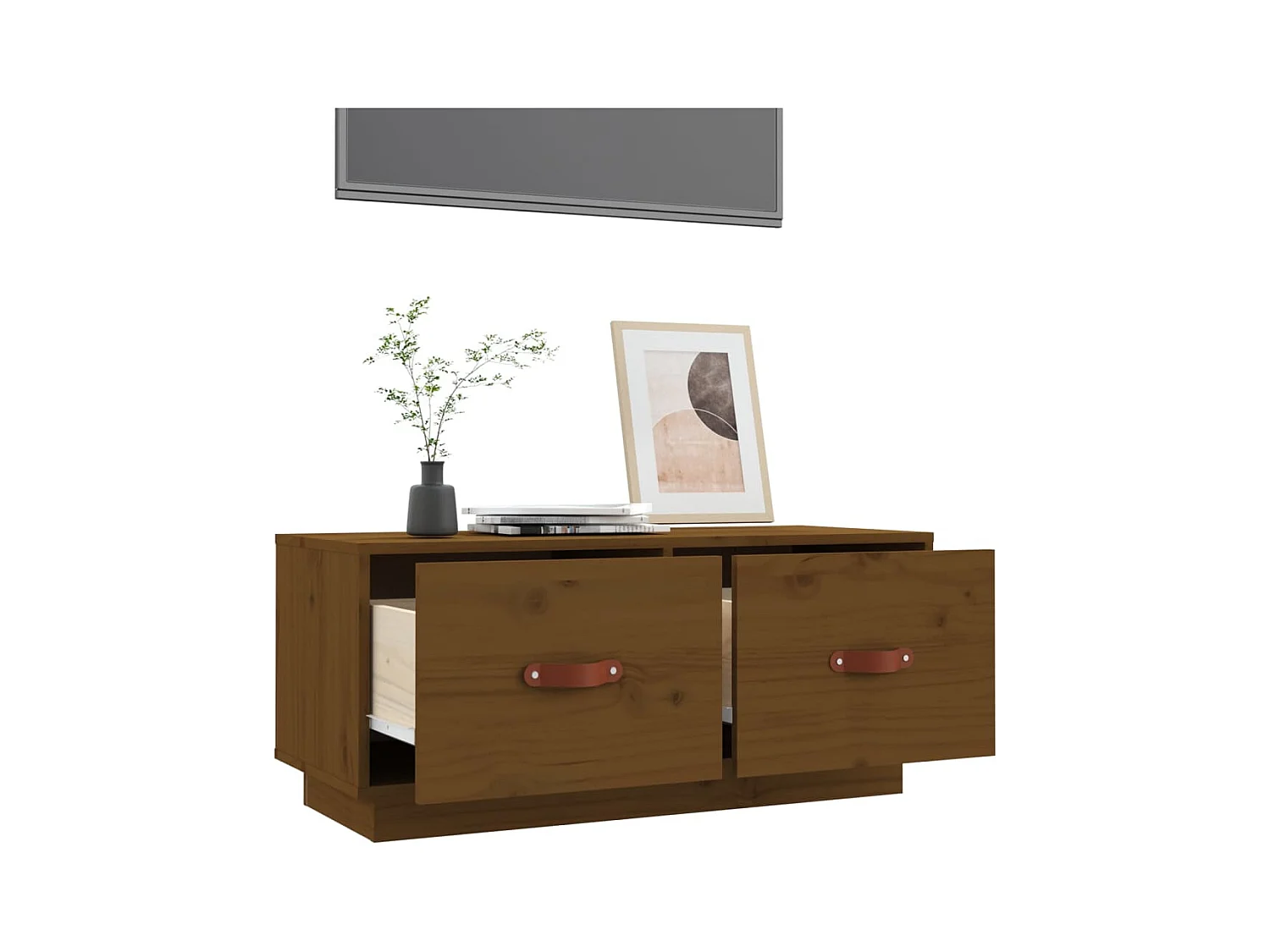 Mueble de TV | Mueble de salón madera maciza de pino marrón miel 80x34x35 cm