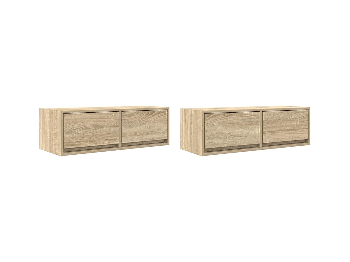 Muebles de TV | Gabinetes de TV |  Muebles de salón 2 uds Roble Sonoma 80x31x25,5cm Madera ingeniería