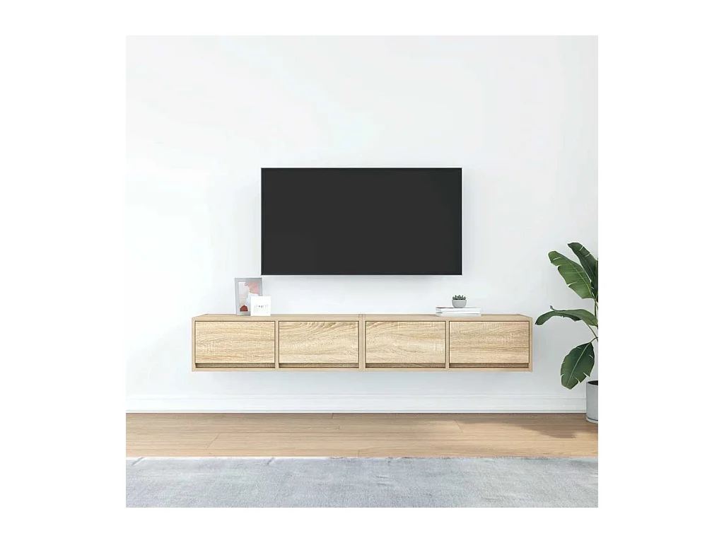 Muebles de TV | Gabinetes de TV |  Muebles de salón 2 uds Roble Sonoma 80x31x25,5cm Madera ingeniería