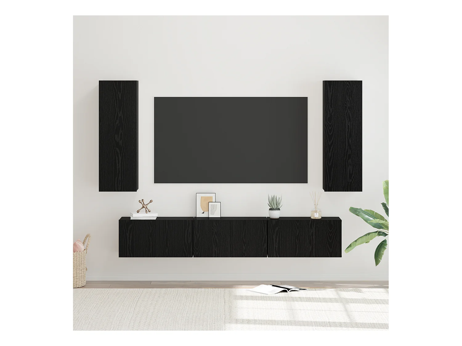 Tv-meubelset | Tv-Bank | TV-kast 5 pcs Zwart eiken Medium 30.5 x 30 x 90 cm