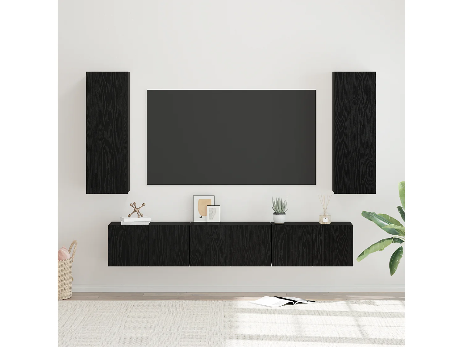 Tv-meubelset | Tv-Bank | TV-kast 5 pcs Zwart eiken Medium 30.5 x 30 x 90 cm