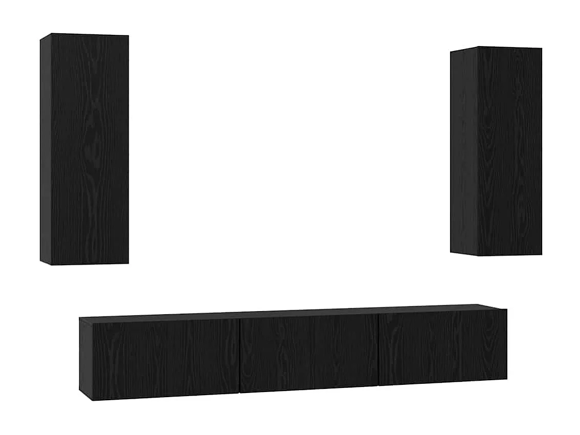 Tv-meubelset | Tv-Bank | TV-kast 5 pcs Zwart eiken Medium 30.5 x 30 x 90 cm