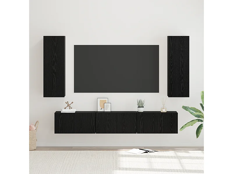 Tv-meubelset | Tv-Bank | TV-kast 5 pcs Zwart eiken Medium 30.5 x 30 x 90 cm