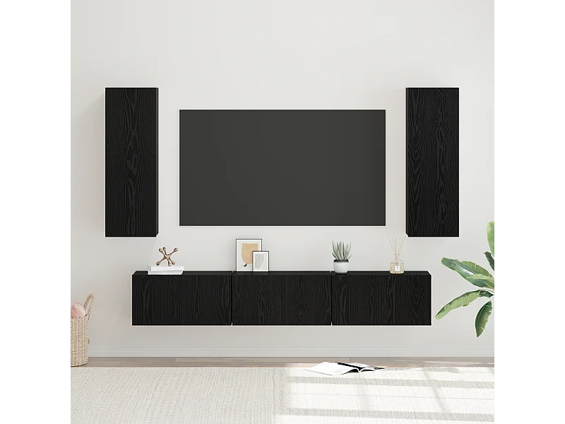 Tv-meubelset | Tv-Bank | TV-kast 5 pcs Zwart eiken Medium 30.5 x 30 x 90 cm