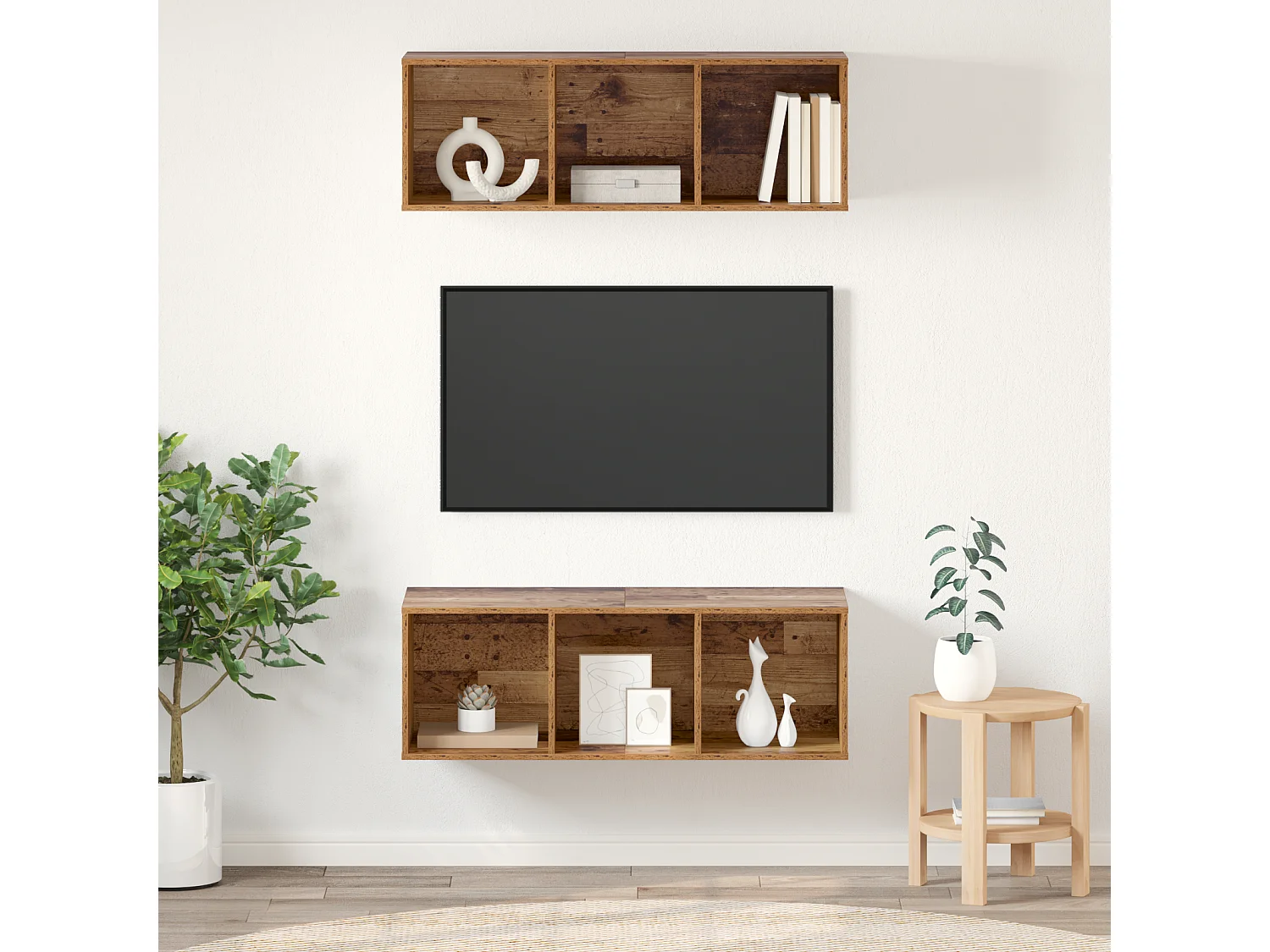 Meubles TV | Bancs TV | Armoires TV muraux 2 pcs Bois ancien 37 x 37 x 107,5 cm