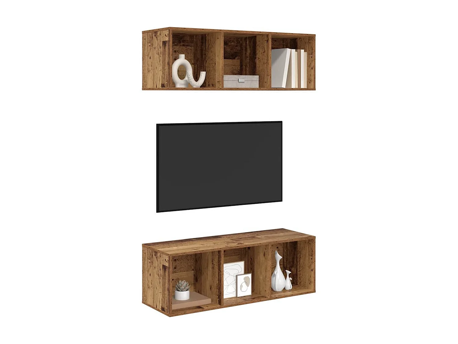 Meubles TV | Bancs TV | Armoires TV muraux 2 pcs Bois ancien 37 x 37 x 107,5 cm