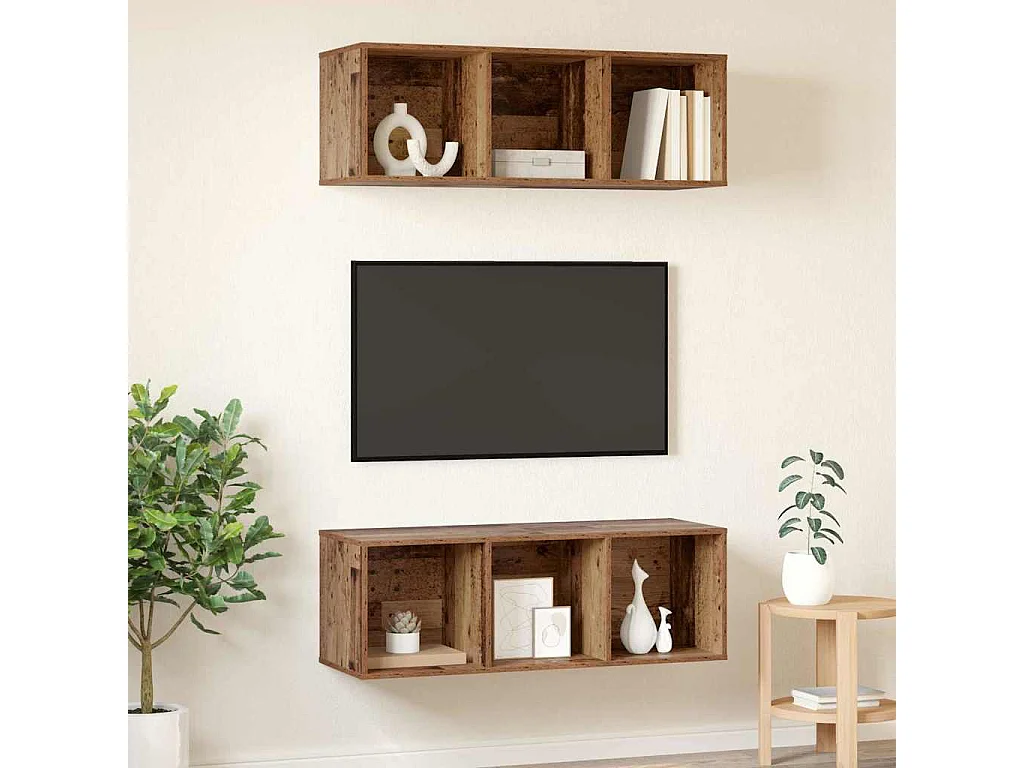 Meubles TV | Bancs TV | Armoires TV muraux 2 pcs Bois ancien 37 x 37 x 107,5 cm