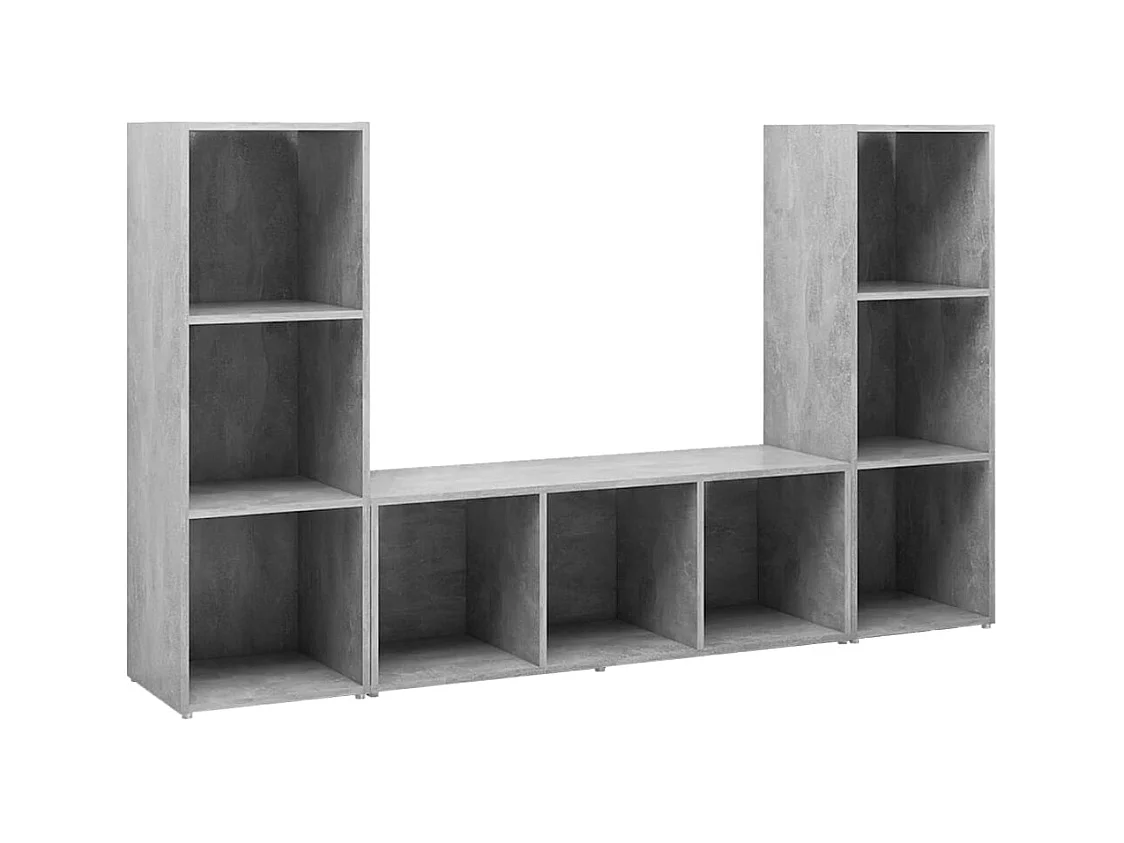 Tv-meubelen | Tv-Banken | TV-kasten 3 st 107x35x37 cm bewerkt hout betongrij