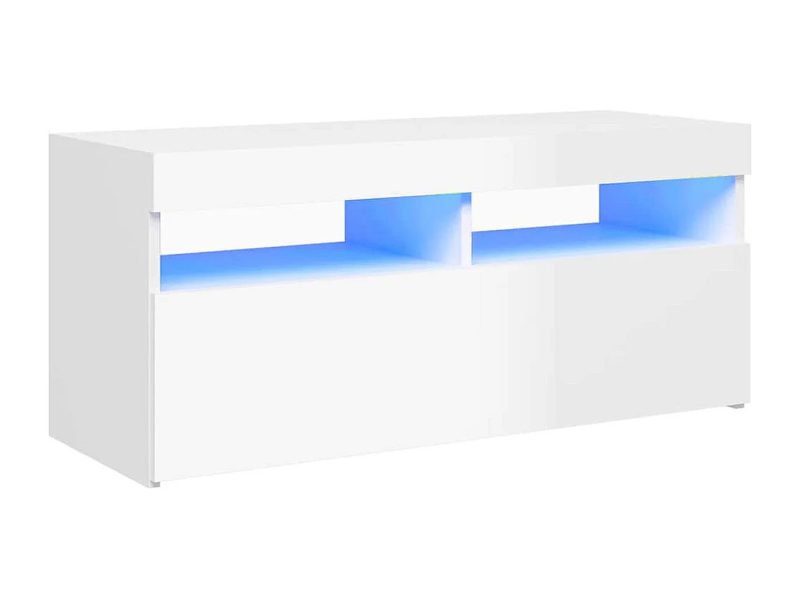 Mueble de TV | Mueble de salón con luces LED blanco brillante 90x35x40 cm
