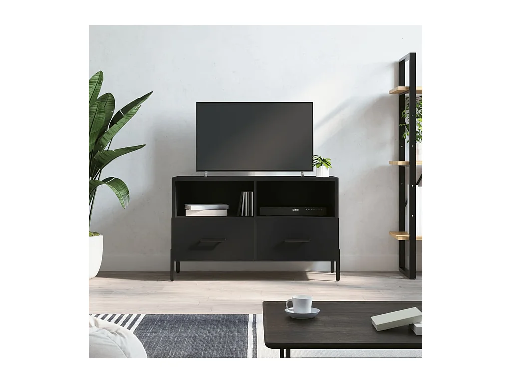 Mueble para TV  | Gabinete de TV |  Mueble de salón madera contrachapada negro 80x36x50 cm