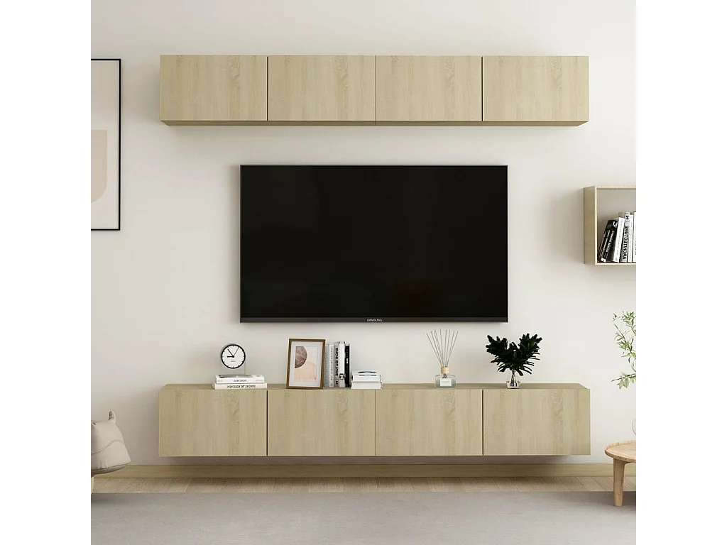Meubles TV | Bancs TV | Armoires TV 4 pcs Chêne sonoma 100x30x30 cm Bois d'ingénierie