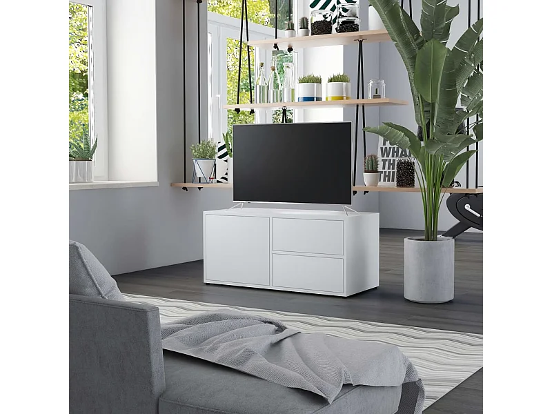 Mueble para TV  | Gabinete de TV |  Mueble de salón madera contrachapada blanco 80x34x36 cm