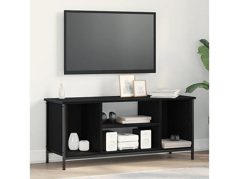 Zwart Eiken Entertainmentcentrum Zwart eiken Bewerkt hout, metaal