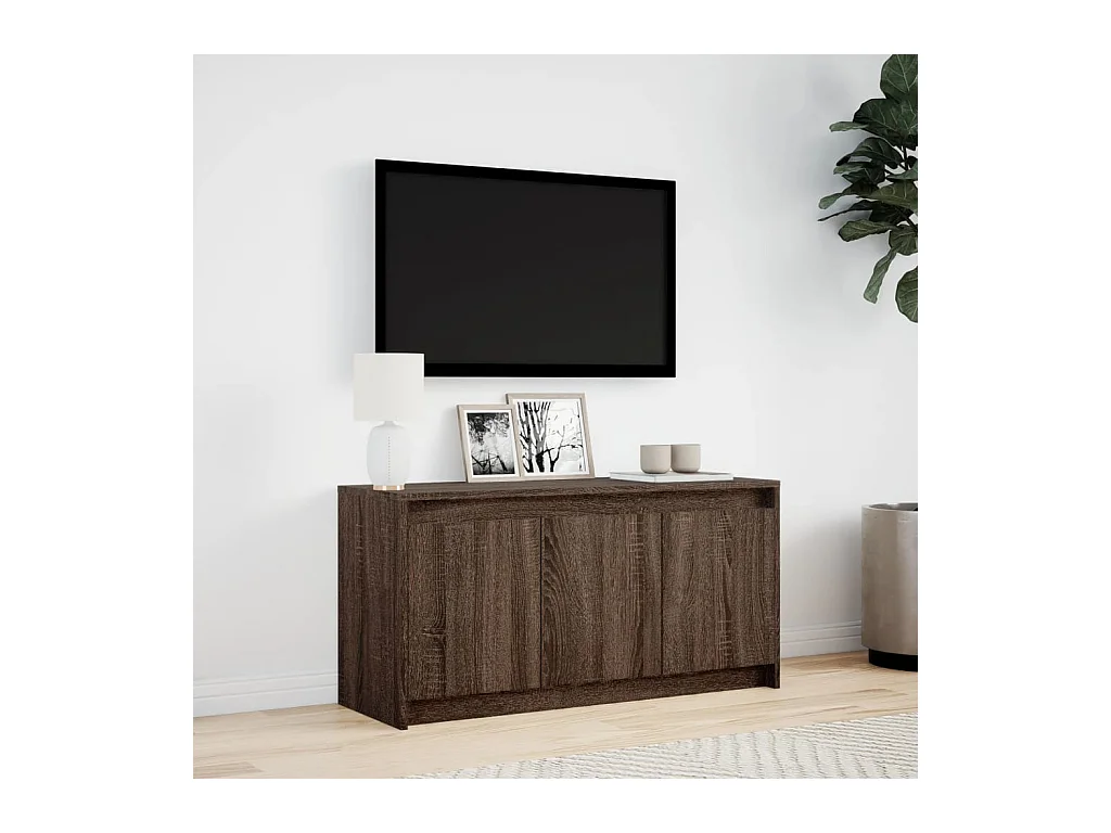 Mueble de TV | Mueble de salón LED madera ingeniería marrón roble 100x34x50 cm