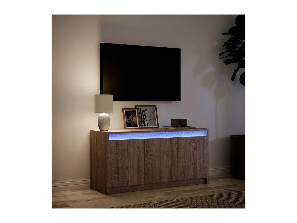 Mueble de TV | Mueble de salón LED madera ingeniería marrón roble 100x34x50 cm