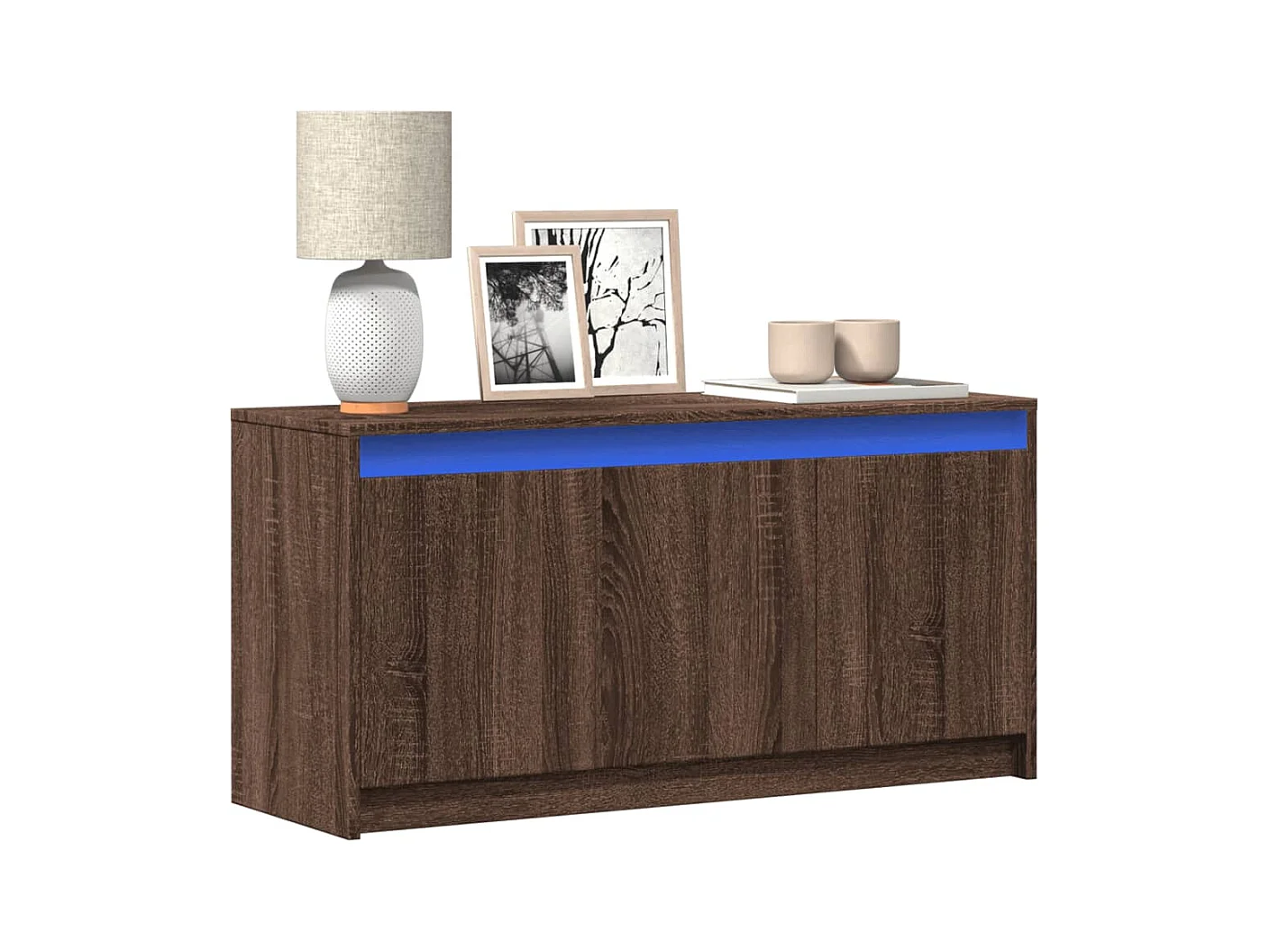 Meuble TV | Banc TV | Armoire TV avec LED chêne marron 100x34x50 cm bois d'ingénierie