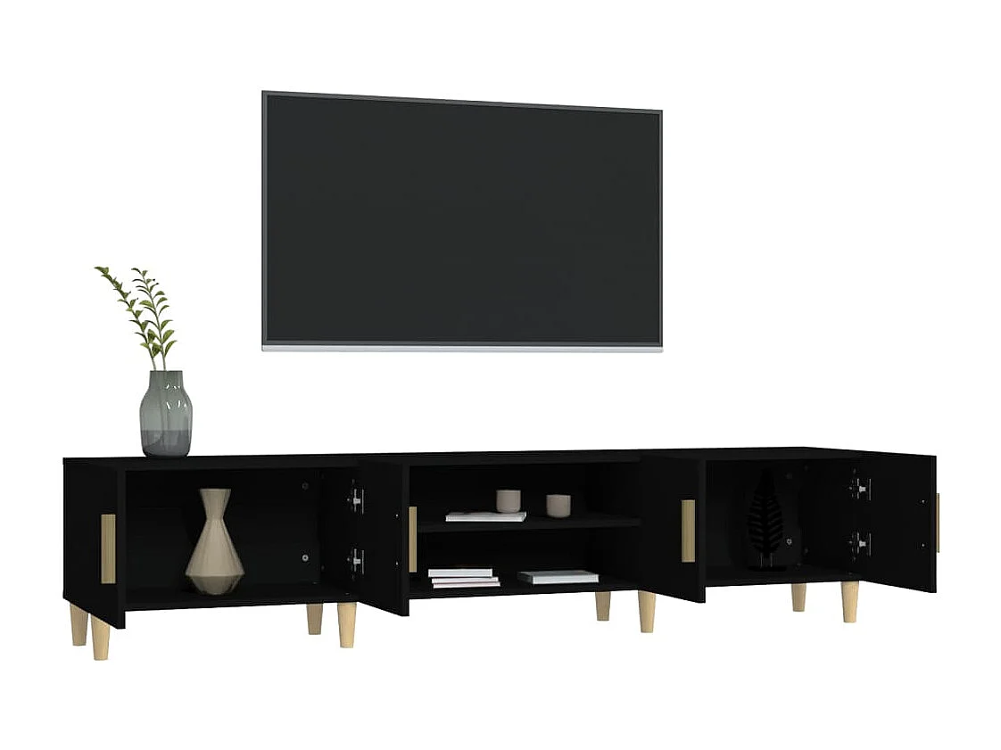 Mueble de TV | Mueble de salón madera contrachapada negro 180x31,5x40 cm