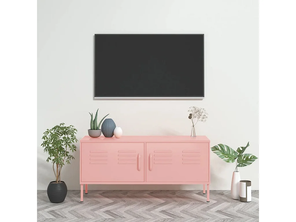 Meuble TV | Banc TV | Armoire TV Rose 105x35x50 cm Acier